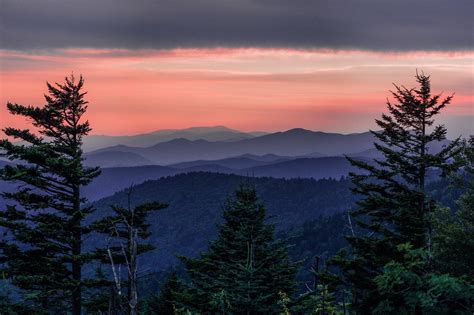The View From Clingmans Dome Around Sunset Great Smoky Mountains