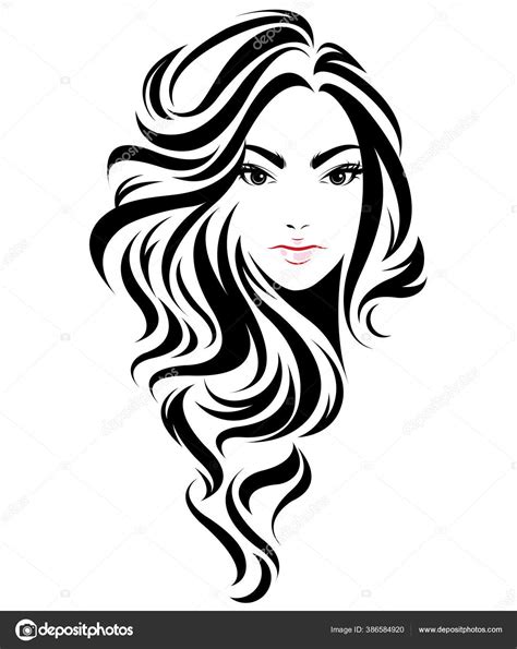 Women Long Hair Style Icon Logo Women Face White Background Stock Vector Image By ©bignoze