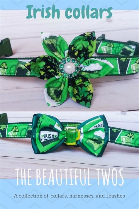The Green Dog Collar And Bow Tie Are Both Decorated With Shamrocks