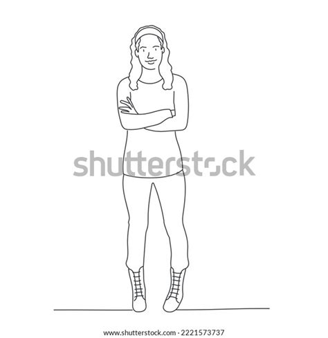 Pretty Woman Standing Arms Crossed Hand Stock Vector Royalty Free 2221573737 Shutterstock