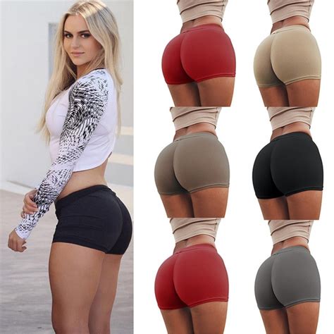 sexy yoga shorts women sports wear fitness short pants skinny female push up gym clothing solid