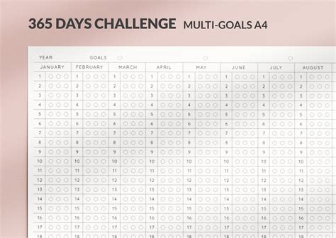 365 Days Challenge Printable Pdf Multi Goal Minimal And Etsy Uk