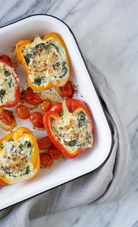 Vegetarian Stuffed Peppers With Spinach And Ricotta