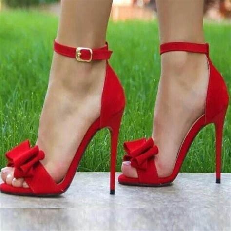 Super Cute Red Bow Line Style Buckle Stiletto Heel Sandals Stiletto Heels Red Stiletto Heels