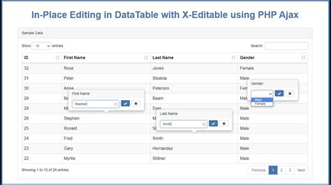 In Place Editing In Datatable With X Editable Using Php Ajax Youtube