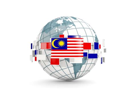 Globe With Line Of Flags Illustration Of Flag Of Malaysia