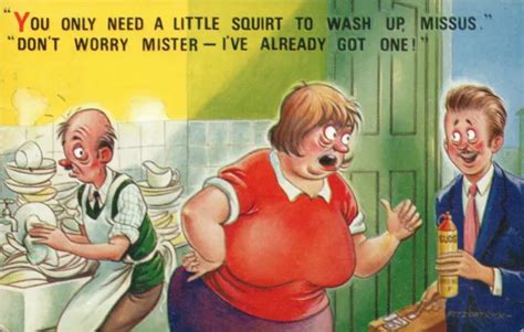 Vintage Comic Bamforth Fat Wife Has Little Squirt Husband To Wash Up Postcard 326 Picclick