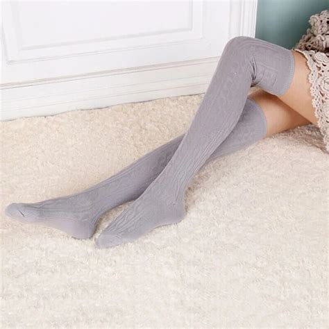Women Winter Stockings Over Knee Thigh Highs Hose Stockings Knitted