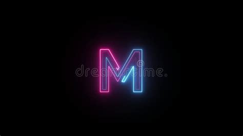 Neon Letter M With Alpha Channel Neon Alphabet For Banner Stock Video