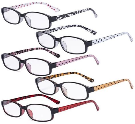 5 Pack Ladies Reading Glasses With Polka Dots Patterned Temples For Women Reading Reading