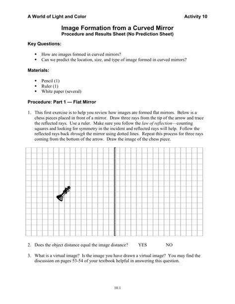 Activity 10 Image Formation From A Curved Mirror