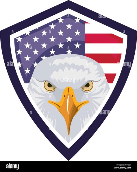 American Eagle Usa Flag Shield Emblem Vector Illustration Stock Vector