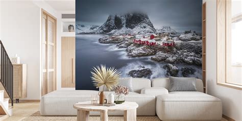 Winter Lofoten Islands Wallpaper Snowy Mountain Landscape Happywall