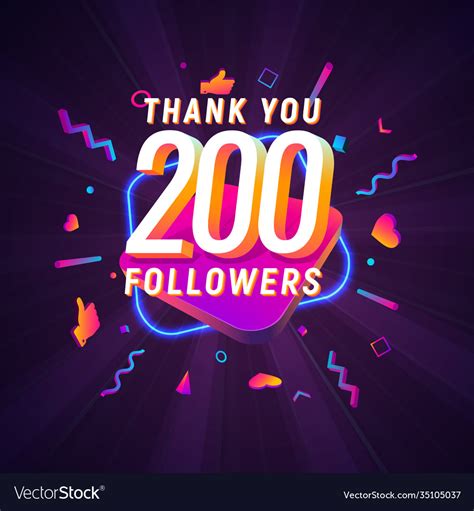 200 Followers Celebration In Social Media Vector Image