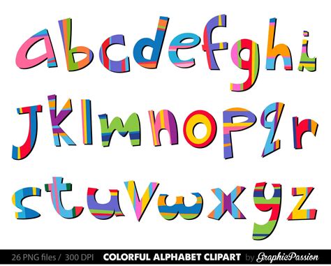 Scrapbooking Alphabet Clipart Color Alphabet Digital Alphabet Letters
