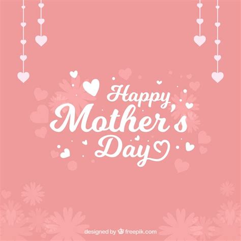 Free Vector Pretty Mothers Day Background With Decorative Hearts And