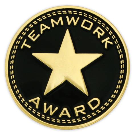 Pinmarts Black And Gold Teamwork Award Corporate Enamel Lapel Pin