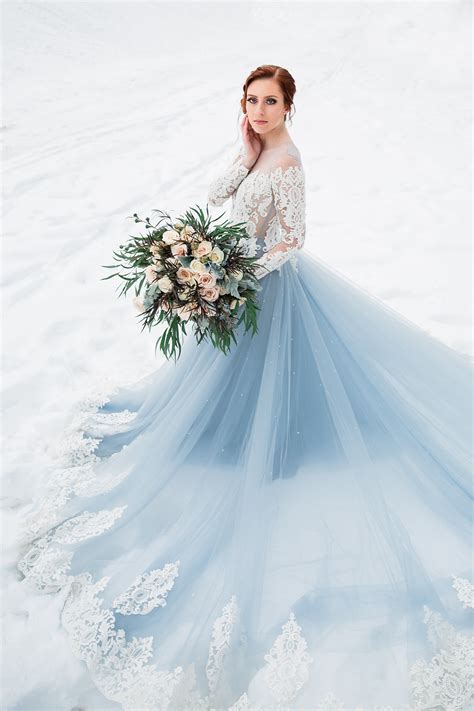 Haute Couture Blue Wedding Gown Alsatia Winter Wonderland Wedding
