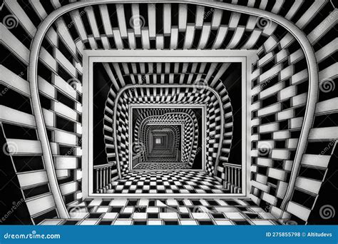 Optical Illusion Of A Moving Staircase With Each Step Appearing To