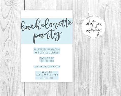 Minimalistic Bachelorette Party Invitation Editable Template Etsy