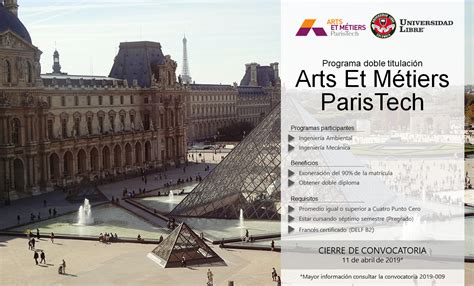 Apertura Convocatoria De Doble Titulación En Cooperación Con Arts Et Métiers Paristech