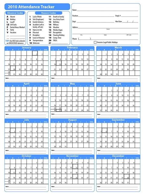 Free Attendance Sheet PDF 2019 | Attendance sheet, Attendance tracker