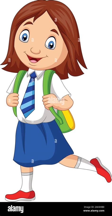 Cartoon School Girl In Uniform Posing Stock Vector Image And Art Alamy