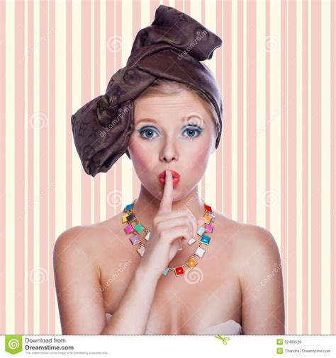 Beautiful Young Pin Up Girl With Surprised Expression Stock Image