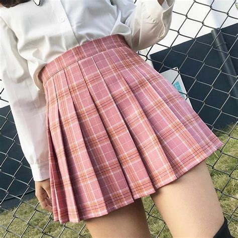 Korean Style Women Pleated Plaid Sexy Mini Skirt Japanese School Uniforms Tulle Jupe Femme