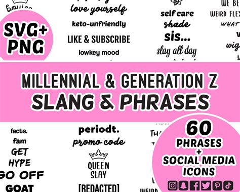 Millennial Generation Z Slang Phrases Etsy