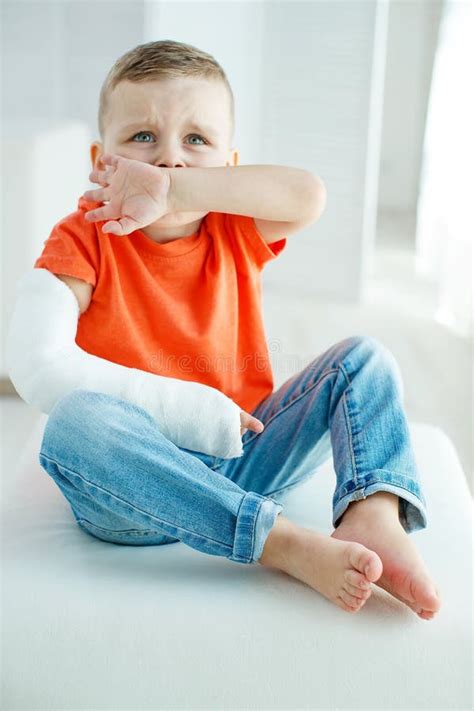 Little Boy With A Broken Arm Stock Image Image Of Broking