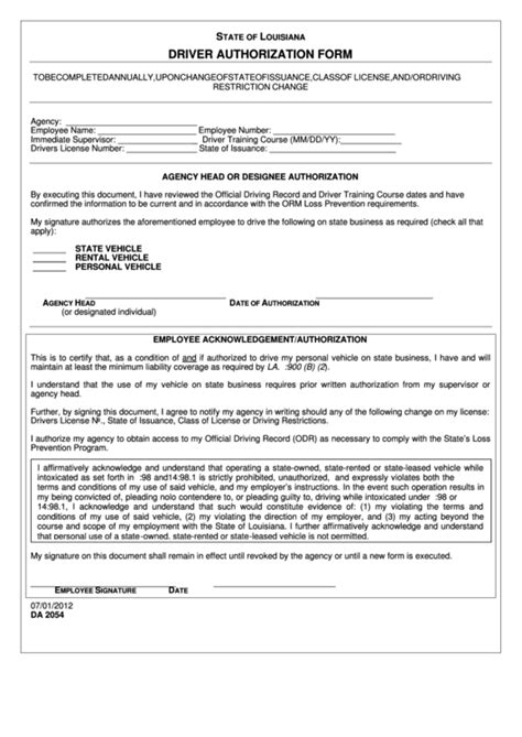 Sample authorization letter for driver license. Fillable Driver Authorization Form - State Of Louisiana ...