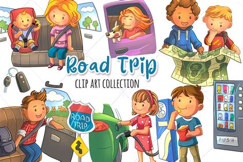 Road Trip Clip Art Collection Graphic By Keepinitkawaiidesign