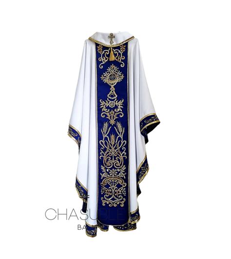 Chasuble Kasula Priest White Blue White Blue Chasuble Cwb103