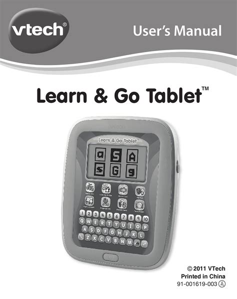 Vtech Learn And Go Tablet User Manual Pdf Download Manualslib