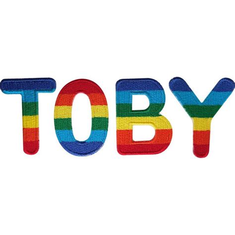 Toby Name Patch Embroidered Rainbow Letters Tag Label Badge Iron Sew On