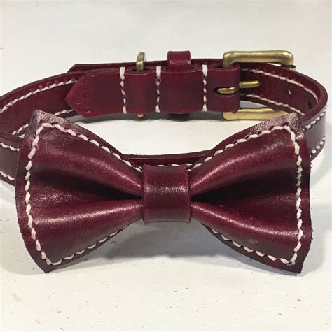 Personalised Full Stitched Bow Tie Leather Dog Collar By Broughton And Co