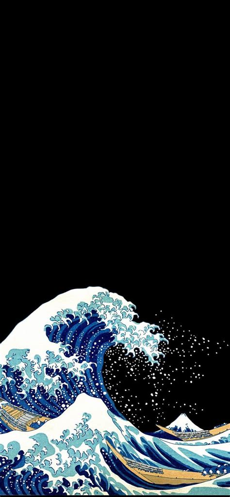 The Great Wave Off Kanagawa Amoled Black Iphone X Wallpapers