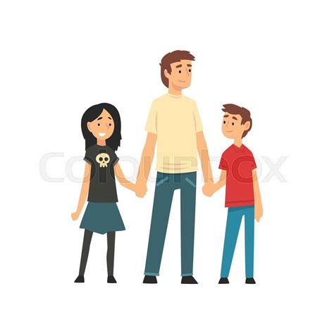 Download Dad, Son and Daughter Holding Hands, ... | Stock vector ...