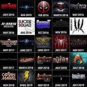 Marvel Dc Superhero Movie Chart For The Next 4 Years