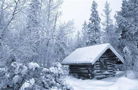 Snow Covered Cabin 5k Retina Ultra Hd Wallpaper Background Image