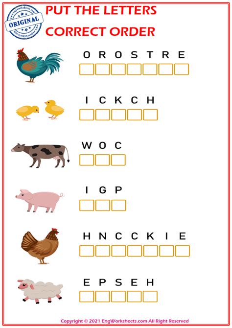Free Esl Printable Put The Letters Correct English Worksheets And