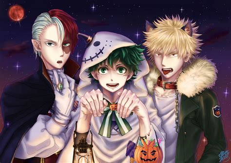Anime Deku And Todoroki And Bakugou Cute - canvas-brah