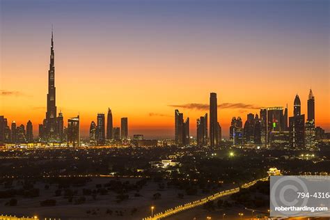 Dubai Skyline The Burj Khalifa Stock Photo