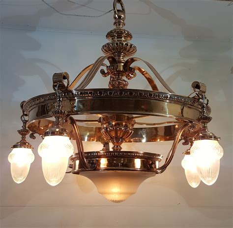 Victorian Bronze Ceiling Light With Cut Glass Shades 602538