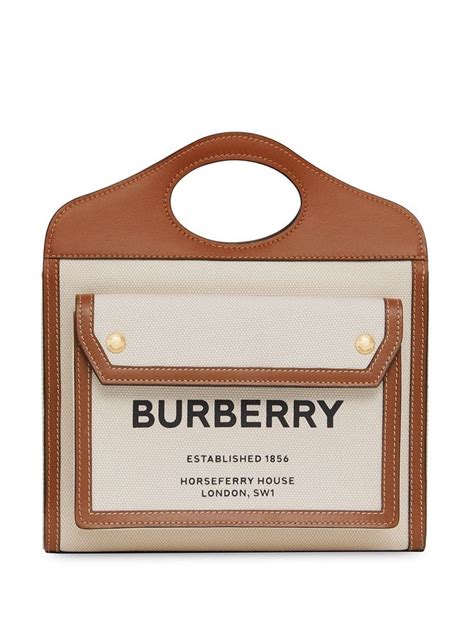 Burberry Mini Pocket Tote Bag Farfetch Pocket Bag Canvas Leather