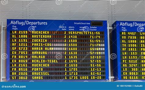 Airport Flight Information Displayed On Departure Board Flight Status
