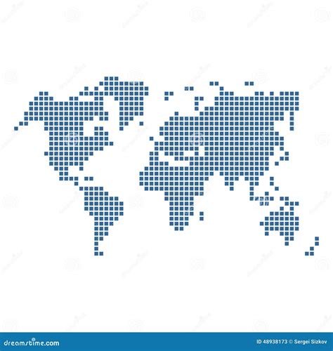 Dotted Blue World Map Isolated On White Vector Stock Vector