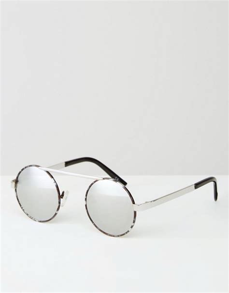 Asos Asos Round Sunglasses With Mirror Lens