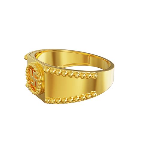 Plain Swastik Design Gold Ring 01 01 Spe Goldchennai